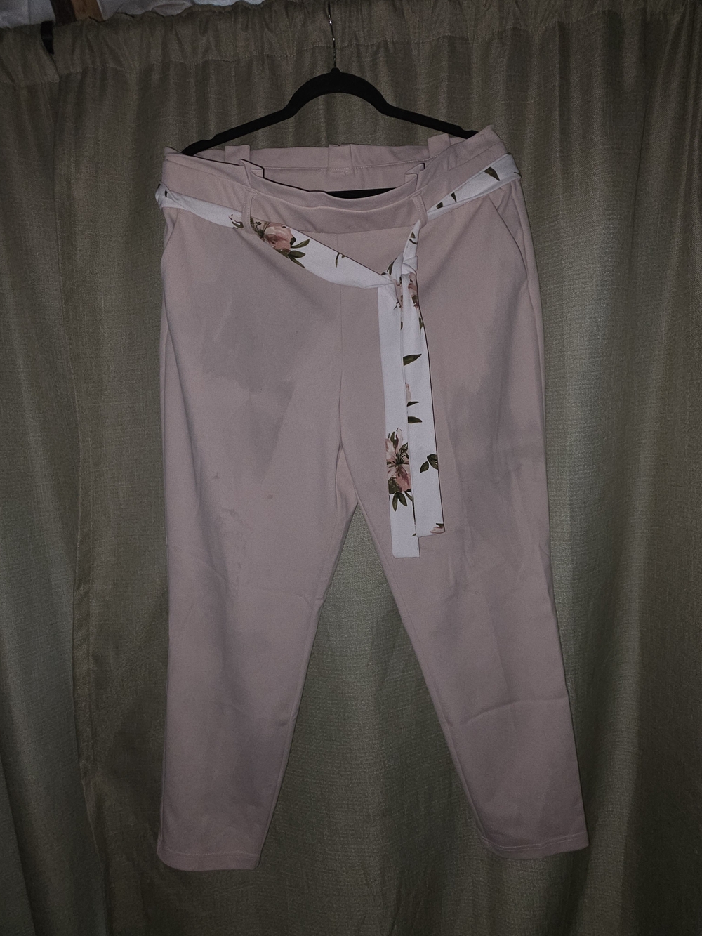 Cato Blush Pink Trousers with Floral Waist Tie